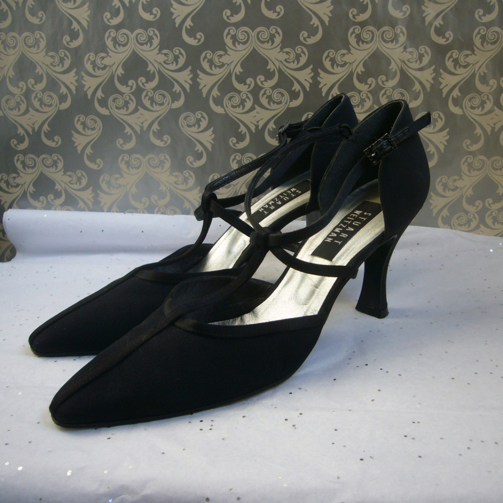 Stuart Weitzman Black T-Strap Pointed Toe - 9.5 M - image 6
